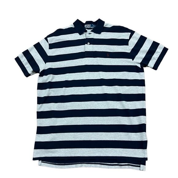 Vintage Small Pony Polo Ralph Lauren Striped Polo Fitted Men's L - Picture 1 of 5